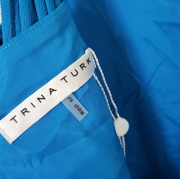 Trina Turk Venetia Fringe Mini Dress Seaside Cerulean Blue Sleeveless Sz 2 - Picture 6 of 7